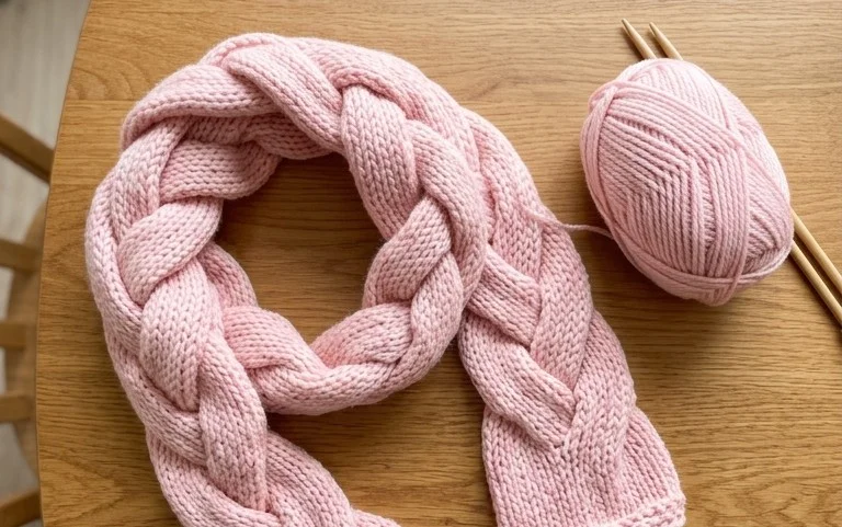 Easy Knit Braided Scarf: Free Beginner Pattern & Tutorial
