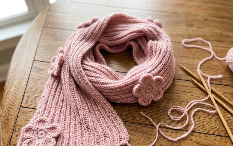 Easy Self-Fastening Flower Scarf: Free Crochet Pattern
