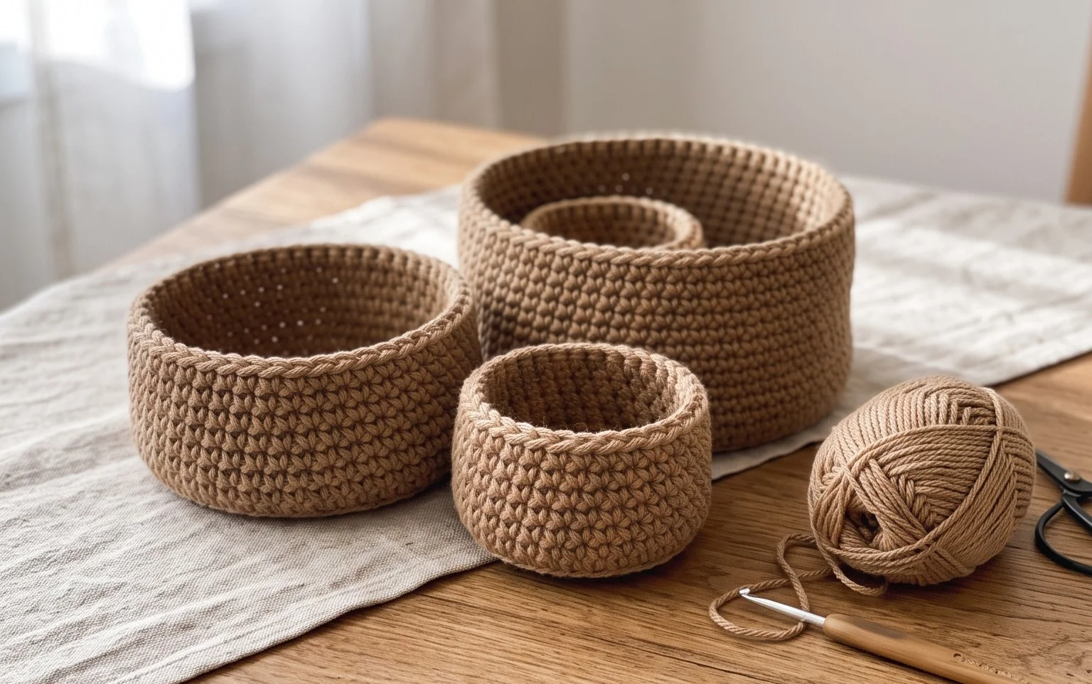 Moss Stitch Baskets: Free Easy Crochet Pattern Tutorial